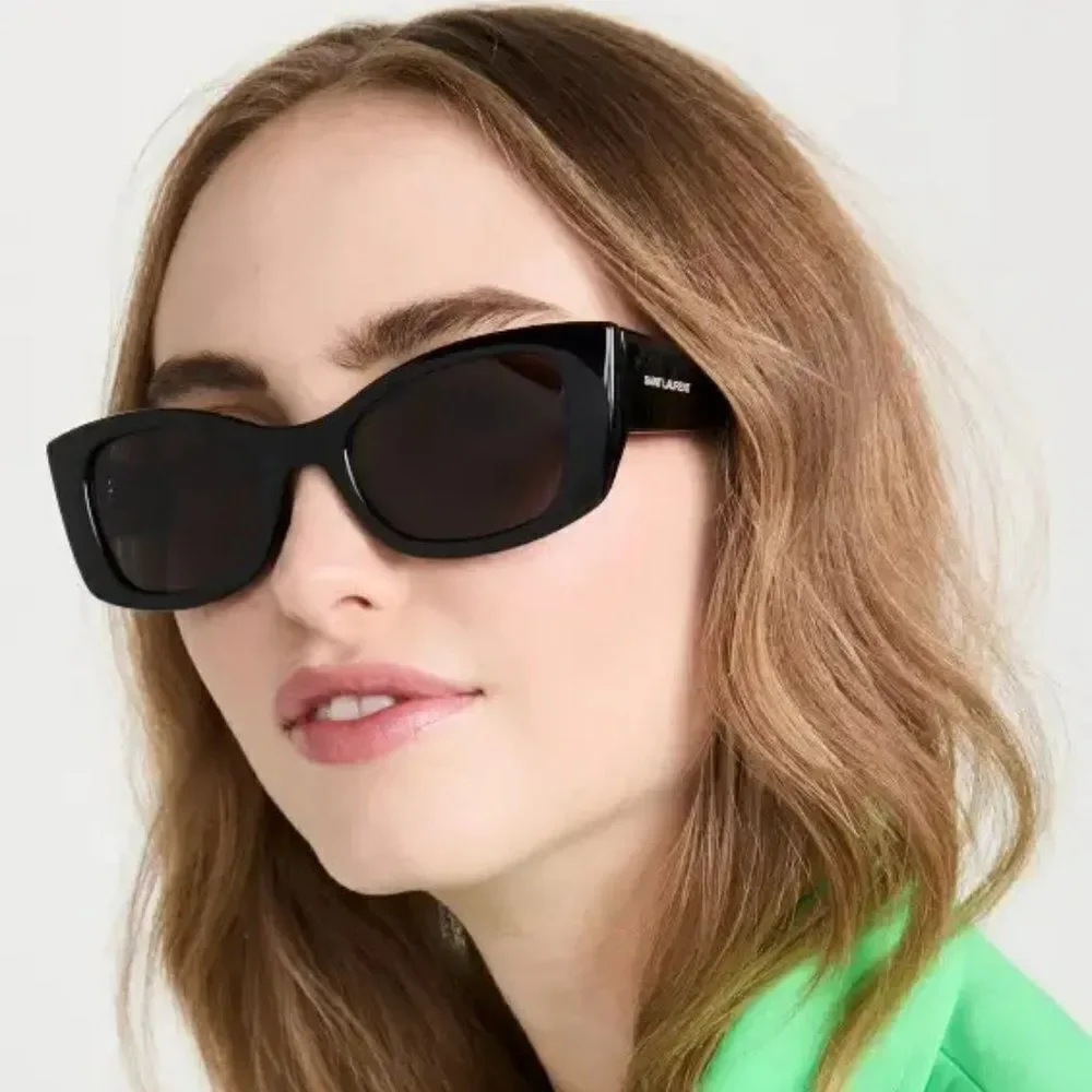 NEW Saint Laurent SL593 001 Black Square Unisex Sunglasses